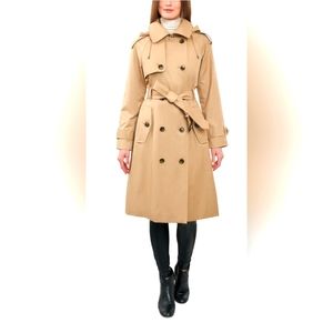 London fog Women's Double-Breasted Hooded Trench Coat